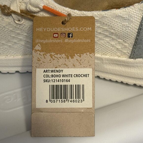 Hey Dude Wendy Shoes Womens Size 5 Boho White Crochet Natural Collection Casual - Picture 9 of 13